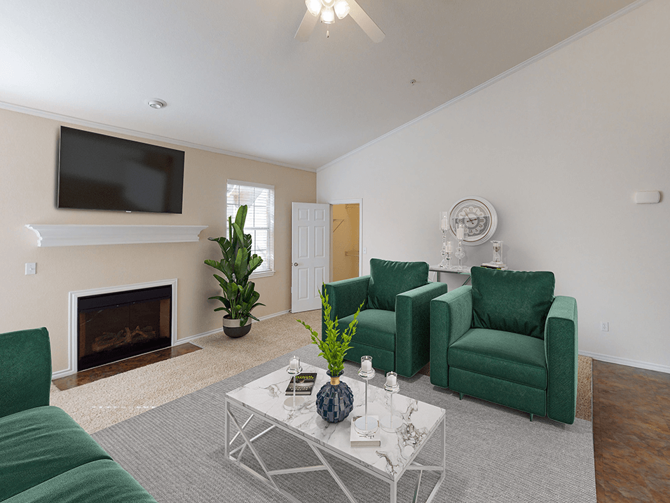 apartment Living Room with Fireplace