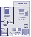 floor plan of one bedroom apartment