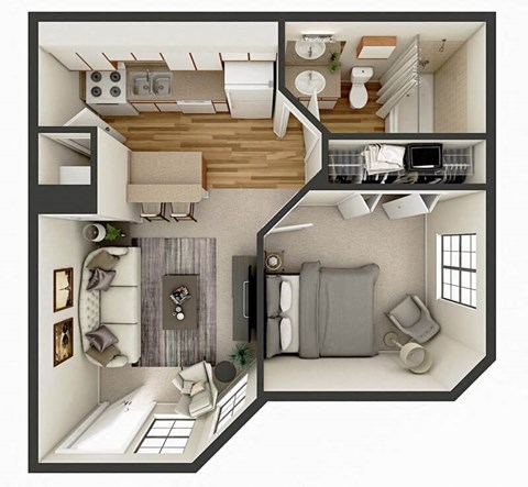 one bedroom apartment floor plan