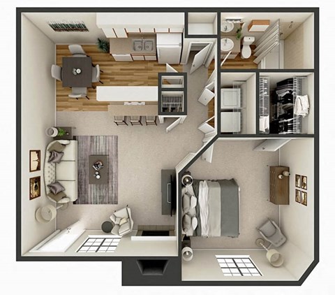fort worth 1 bed apartment floor plan