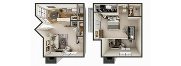 1 bedroom townhome floor plan