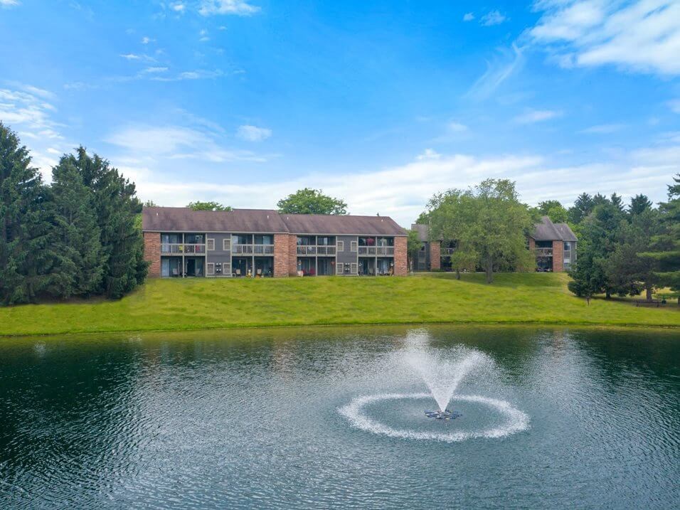 pond at apartment community