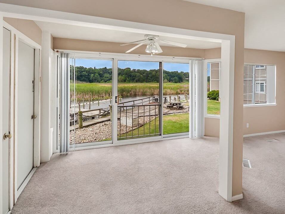 Sliding Glass Doors leading to apartment patio