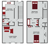 two bedroom one and half bath floor plan