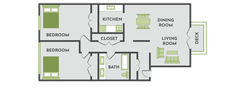 2x1 apartment floorplan in Kalamazoo