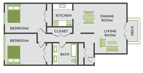 2x1 apartment floorplan in Kalamazoo