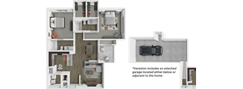A floor plan of a house with a garage attached.