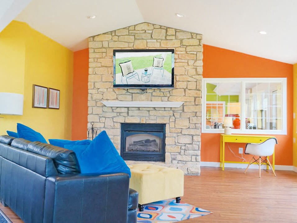 fireplace at Centerville Park apartments