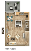 second floor of 3 bedroom apt townhome floor plan