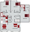 3 bedroom apartment floor plan in McPherson, KS