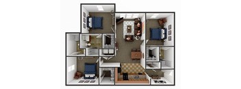 three bedroom apt floor plan