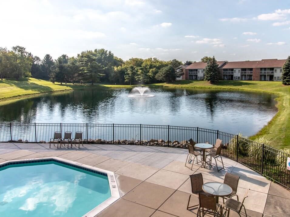 pool sundeck at apartment community