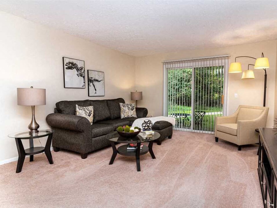 apartment living room with patio