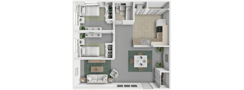 A 2 bedroom apartment with washer and dryer area