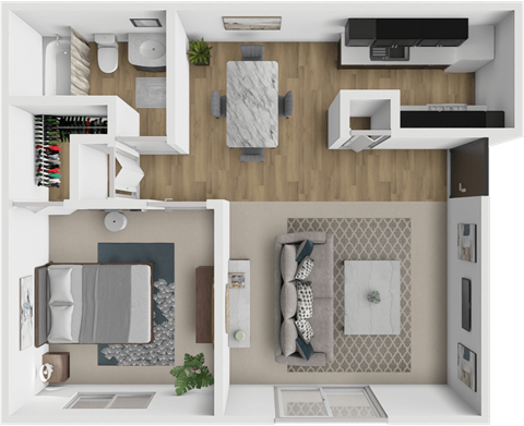 1 bed 1 bath Dogwood floor plan at Arbors of Grandview
