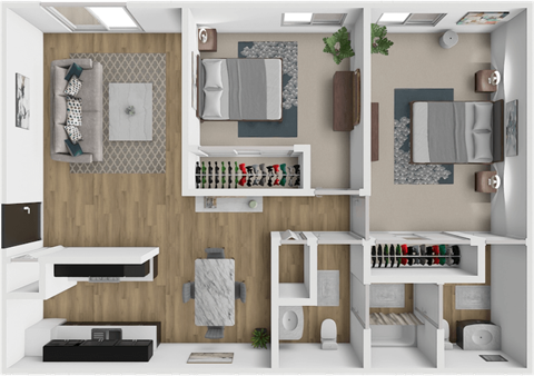 2 bed 1.5 bath Birch floor plan at Arbors of Grandview