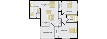 2 Bedroom apartment with Dishwasher