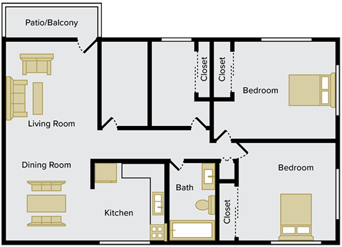 two bedroom apartment in Fairborn, Ohio