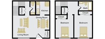 2 Bedroom Townhome with Washer/Dryer Connections