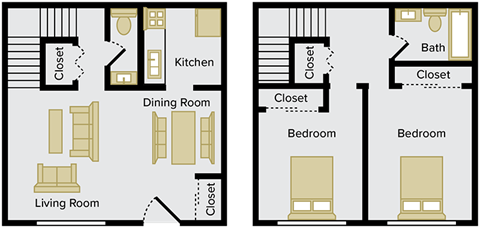 2 Bedroom Townhome with Washer/Dryer Connections