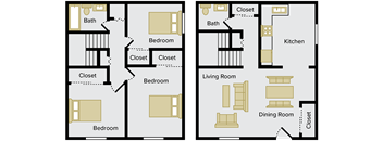 3 Bedroom Townhome w/ Washer/Dryer Connections