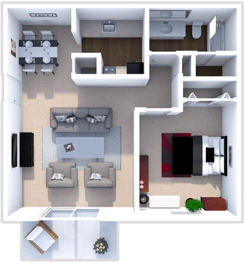 1 Bed 1 Bath Windsor Floor Plan at Addison Place