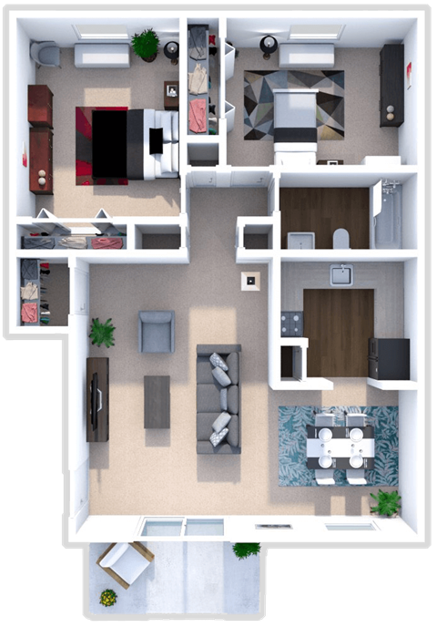 2 Bed 1 Bath St Charles Floor Plan at Addison Place