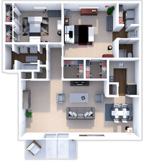 2 Bed 2 Bath Kensington Floor Plan at Addison Place