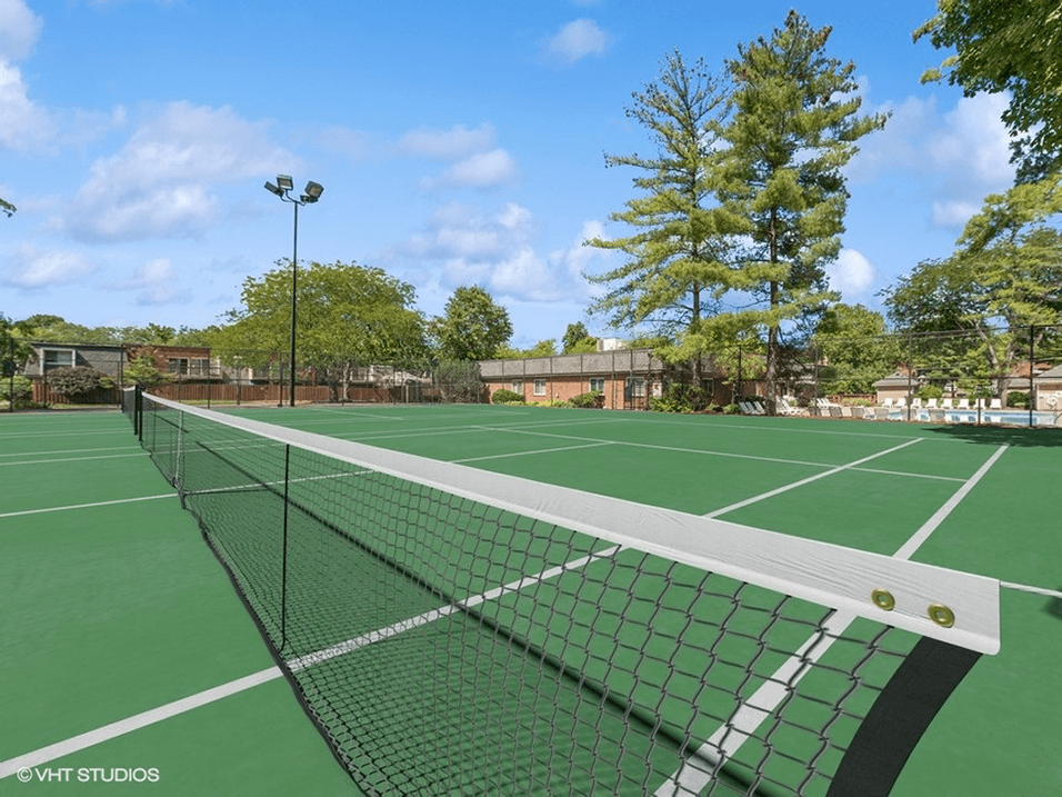 the tennis court is available for tenants to enjoy