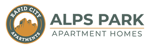 The image is a logo for Rapid City Apartments and Alps Park Apartment Homes.
