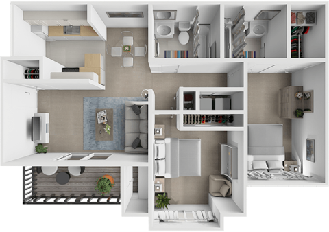 a rendering of a 3d floor plan of a house