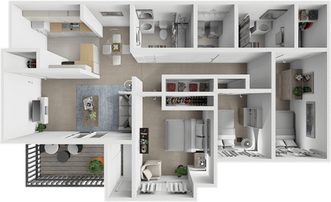 a rendering of a 3d floor plan of a house