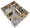 1 bed 1 bath floor plan at fairfield apartments