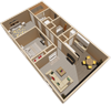 2 bed 2 bath floor plan at fairfield apartments