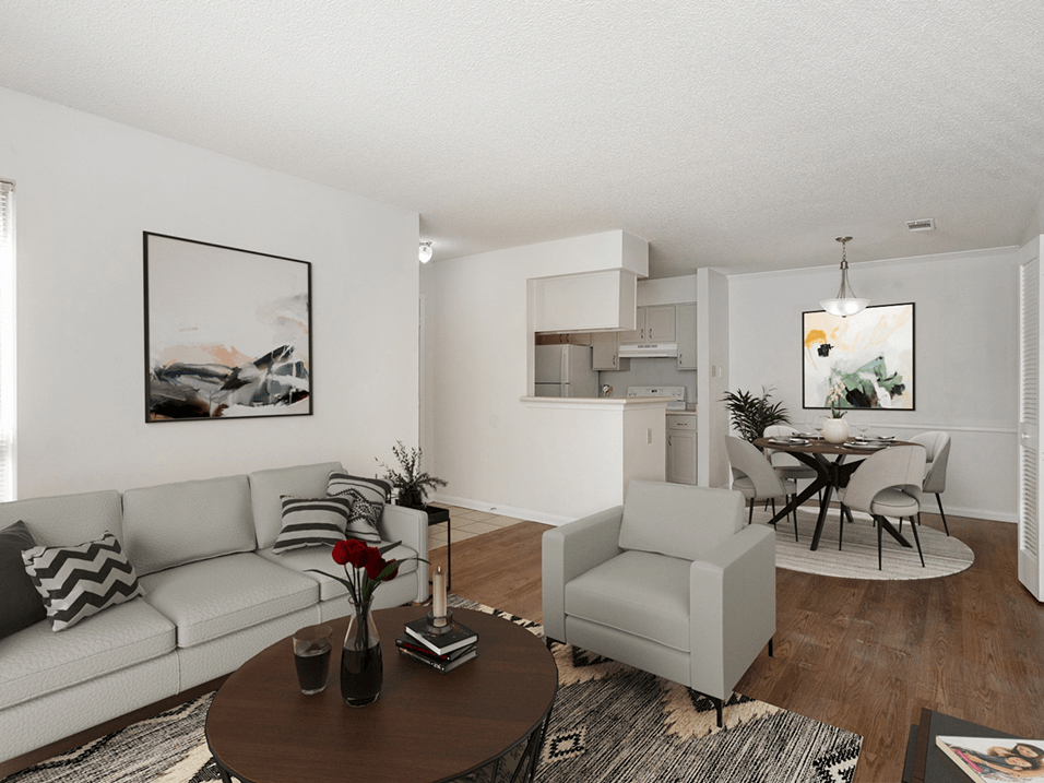 open living area in apartment