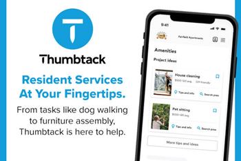 An advertisement for Thumbtack, a service offering residential services at your fingertips.