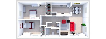 a floor plan of a house with a bedroom and a living room