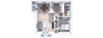 1 bedroom, 1 bath Austrian floor plan at Ashton Pines apartments