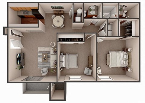 floor plan of two bedroom apartment