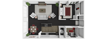 1 bed 1 bath floor plan at block 2 lofts