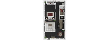 1 bed 1 bath floor plan at block 2 lofts