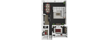 1 bed 1 bath floor plan at block 2 lofts