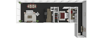 1 bed 1 bath floor plan at block 2 lofts