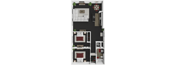 2 bed 1 bath floor plan at block 2 lofts