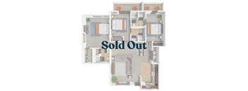 A floor plan of an apartment complex with the text "Sold Out" across the middle.
