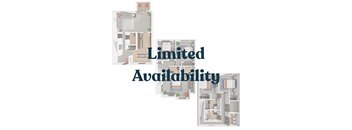 Three floor plans for an apartment complex with the words "Limited Availability" overlaid on the image.