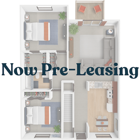 2 bed 1 bath floor plan Now Pre-Leasing!