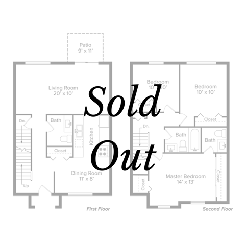 an illustration of different floor plans with sold out typography