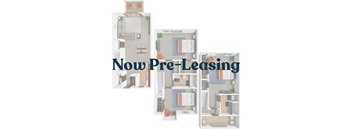 Apartment layouts with the text "Now Pre-Leasing" displayed.