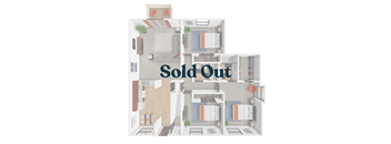 A 3D floor plan of a house with the words "Sold Out" prominently displayed.